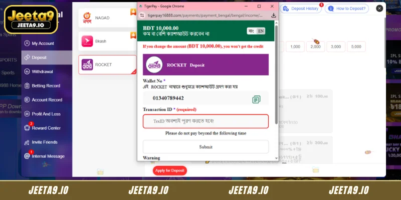 Solutions for Jeeta9 Deposit Difficulties