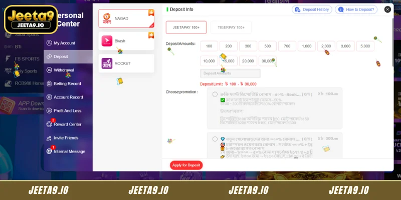 Step-by-Step Instructions for Jeeta9 Deposits